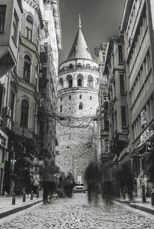 улица, каменная кладка, архитектура, булыжная мостовая, башни, черно белые