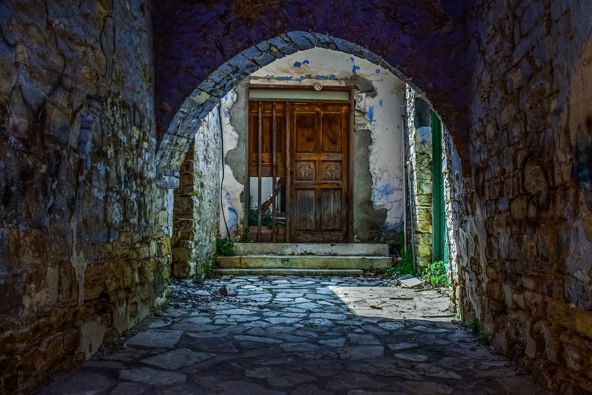 арка, архитектура,  двери, каменная кладка