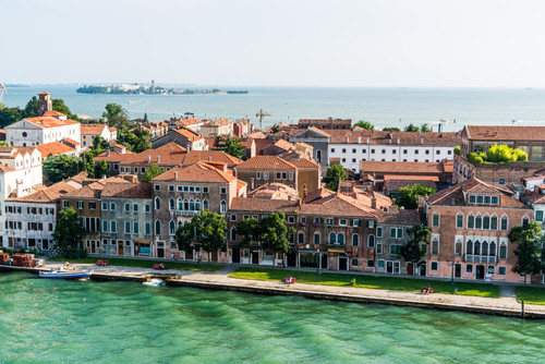 река, море, архитектура, лодка, остров