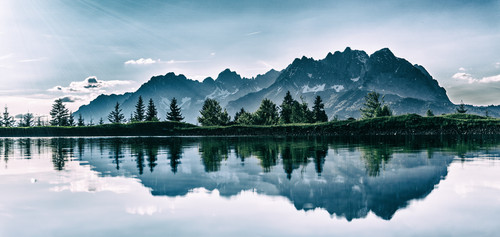 горы, лес, озеро