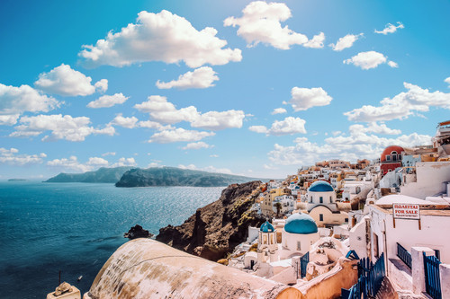 небо, море, облака, горы